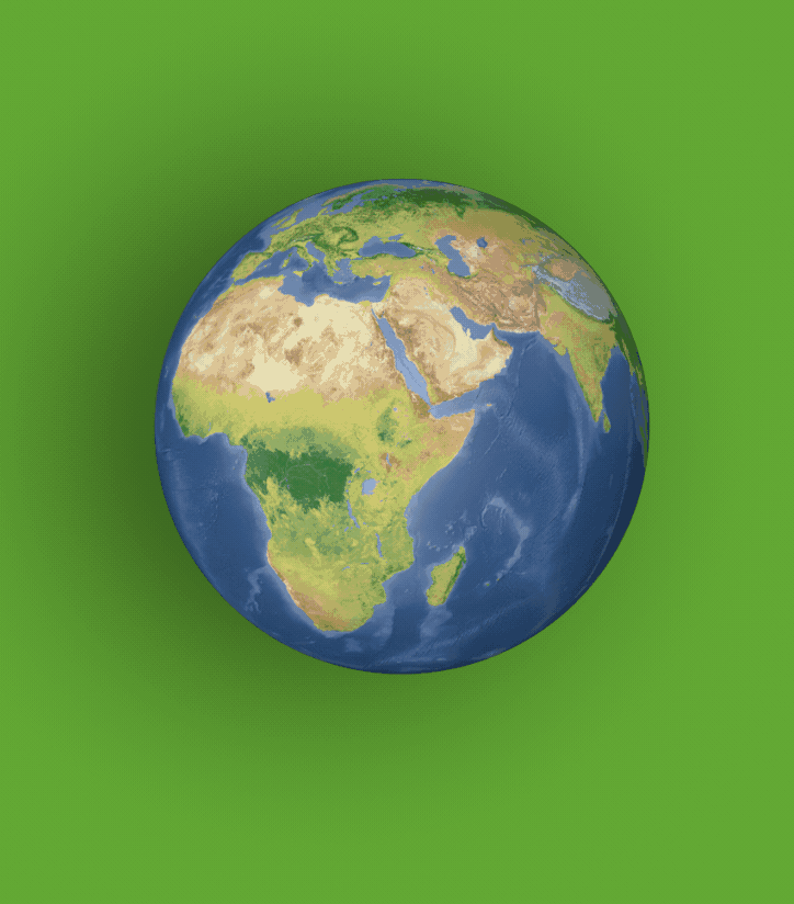 Animated image of the globe spinning on a green background
