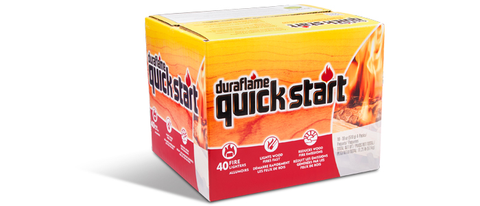 Case of 40 duraflame QUICK START fireligters packaging