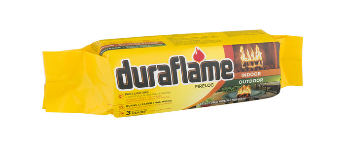 DURAFLAME® 4.5LB INDOOR/OUTDOOR single FIRELOG in packaging