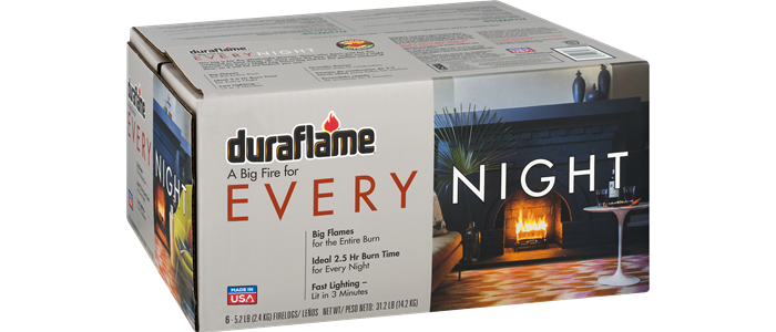 case of 6 duraflame® EVERY NIGHT firelogs