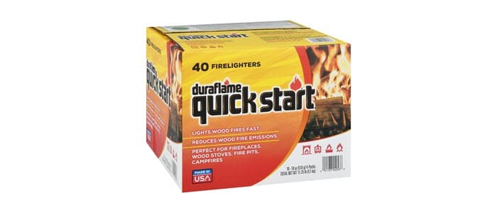 Case of 40 duraflame QUICK START fireligters packaging