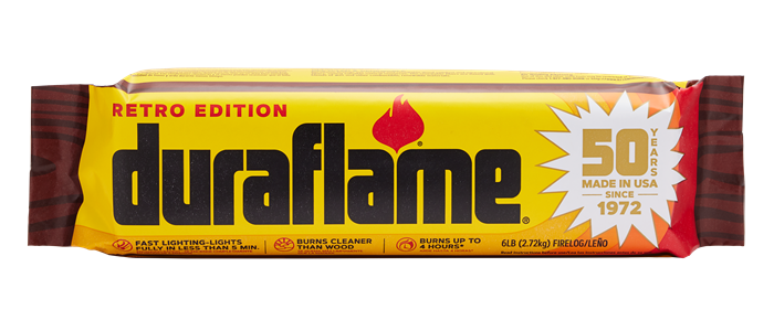 duraflame retro edition 50th anniversary 6lb firelog packaging