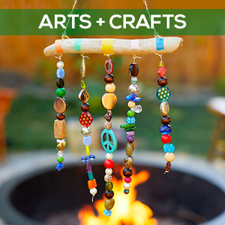 DIY windchime with a campfire in the background