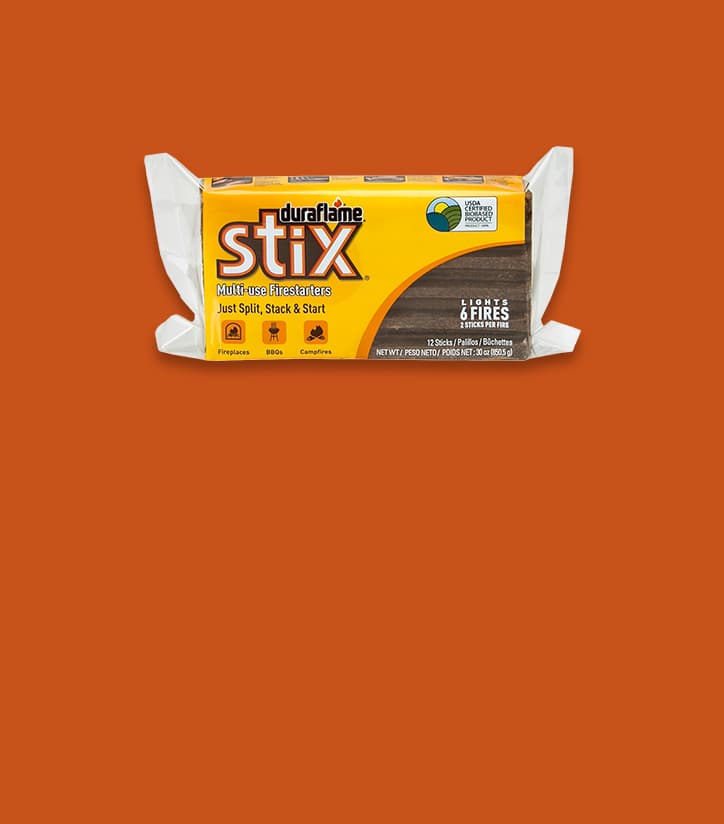 STIX® FIRESTARTERS package on burnt orange background
