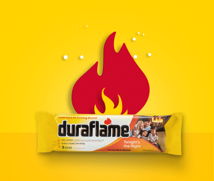 duraflame firelog with animated flames 