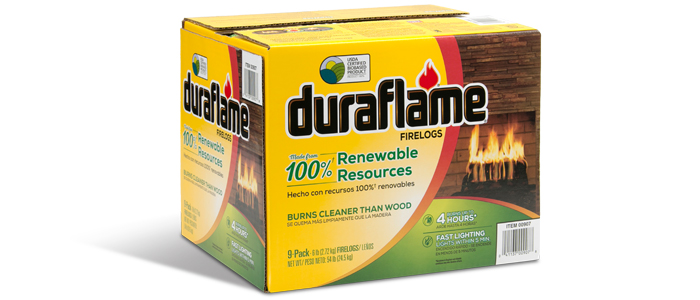 Duraflame 9 pack case of 6lb 100% Renewable Firelogs