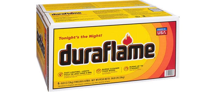 case of six duraflame® 6lb firelogs